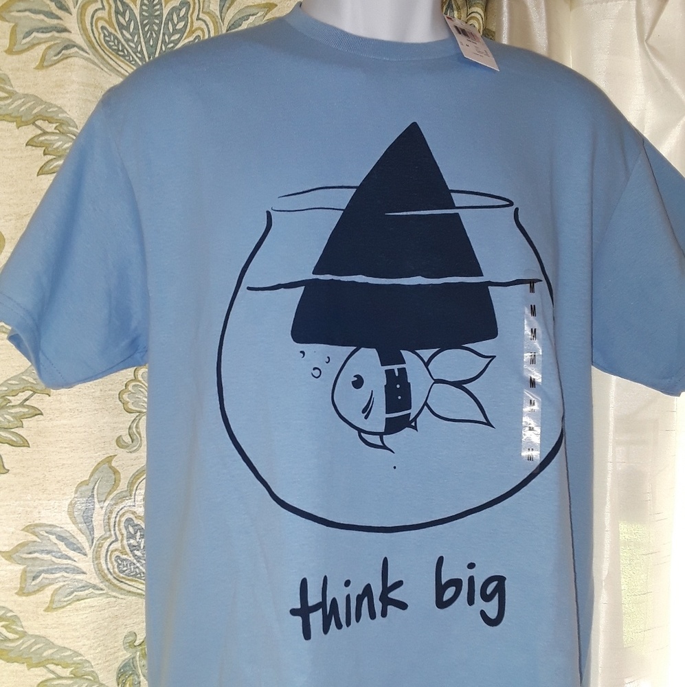 NWT "Think Big" Funny Goldfish Shark T-Shirt (M-L) - Picture 2 of 7